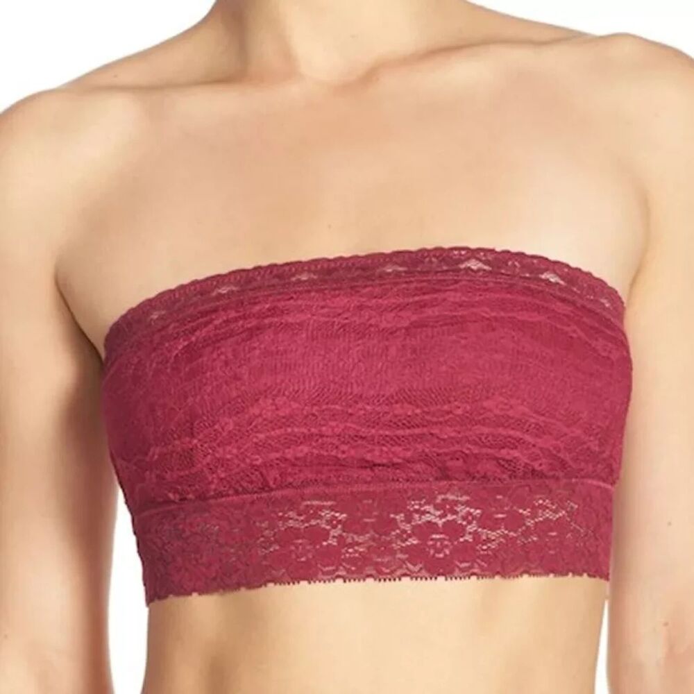 Free People Intimately Burgundy Lace Bandeau Bra Medium Strapless Bralette